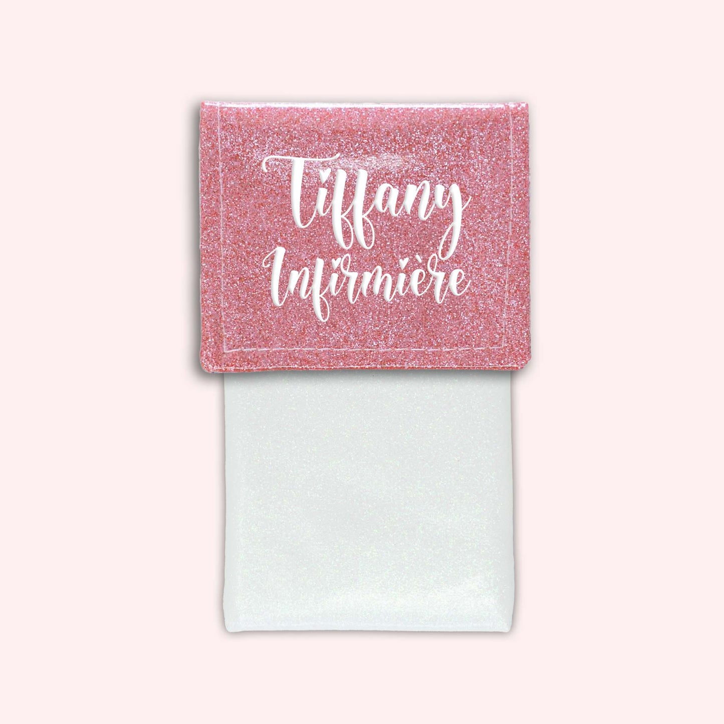 Pochette bicolore rabat Rose blush paillette