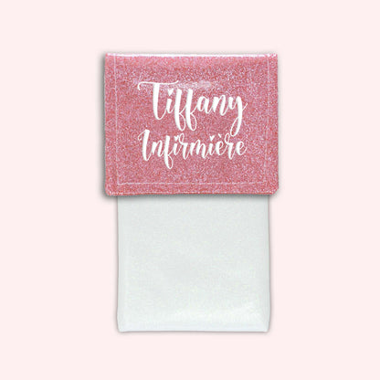 Pochette bicolore rabat Rose blush paillette
