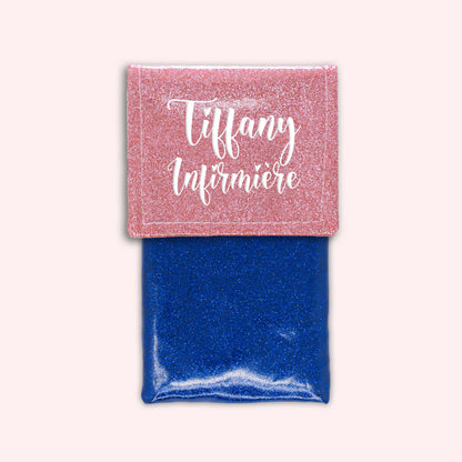 Pochette bicolore rabat Rose blush paillette