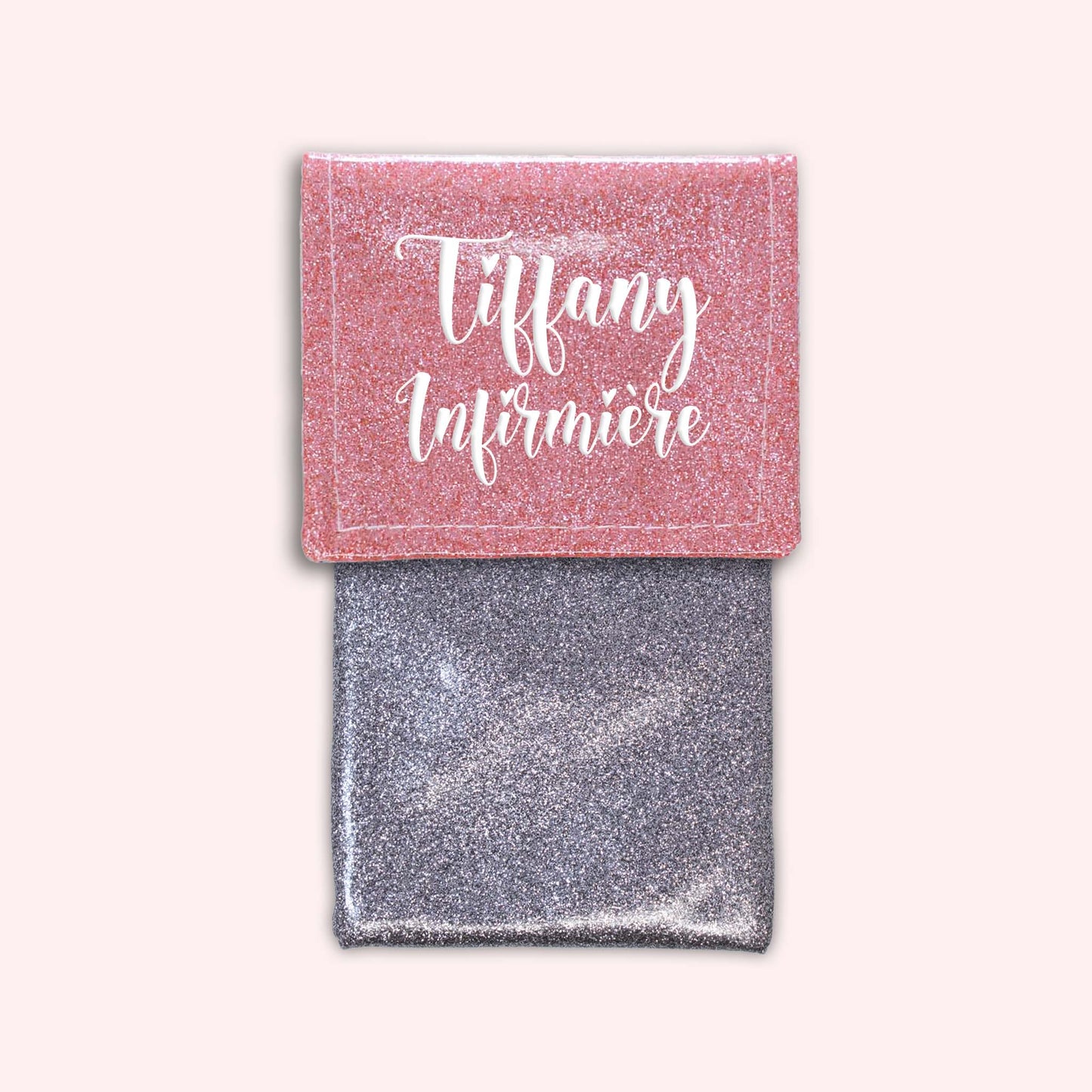 Pochette bicolore rabat Rose blush paillette