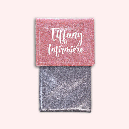 Pochette bicolore rabat Rose blush paillette