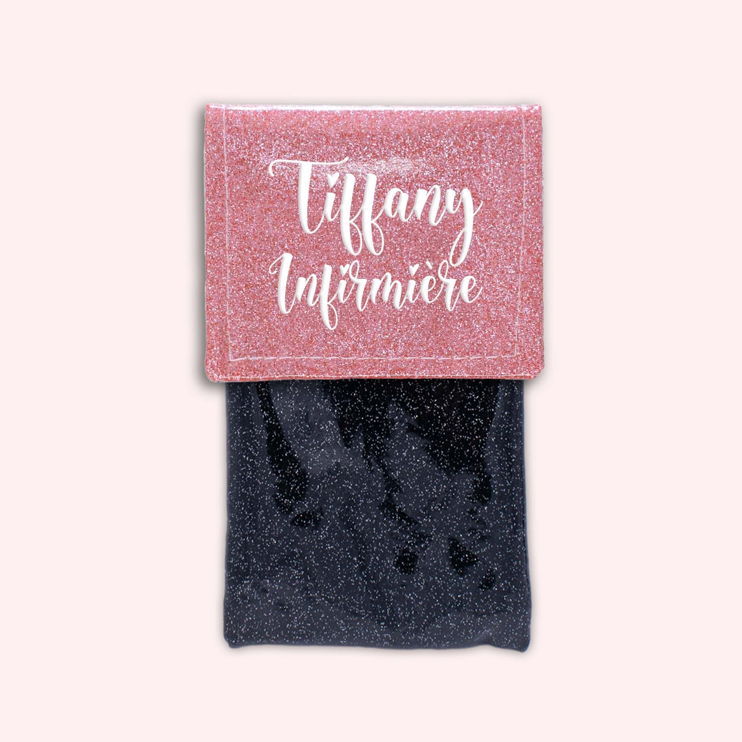 Pochette bicolore rabat Rose blush paillette