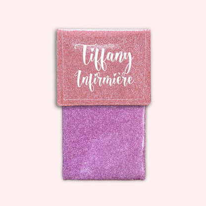 Pochette bicolore rabat Rose blush paillette