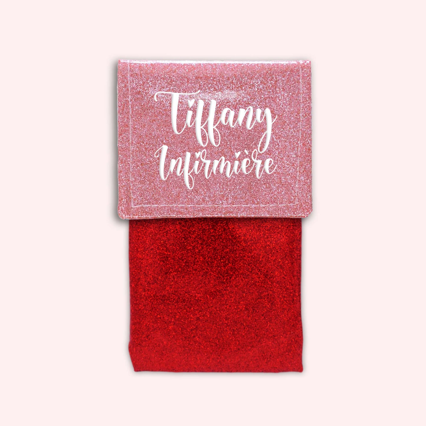 Pochette bicolore rabat Rose blush paillette