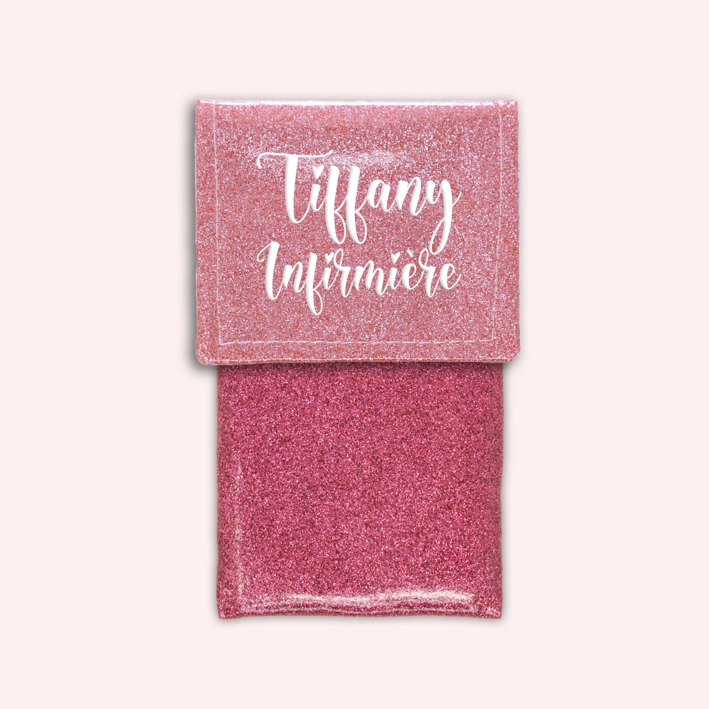 Pochette bicolore rabat Rose blush paillette