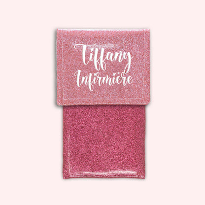 Pochette bicolore rabat Rose blush paillette