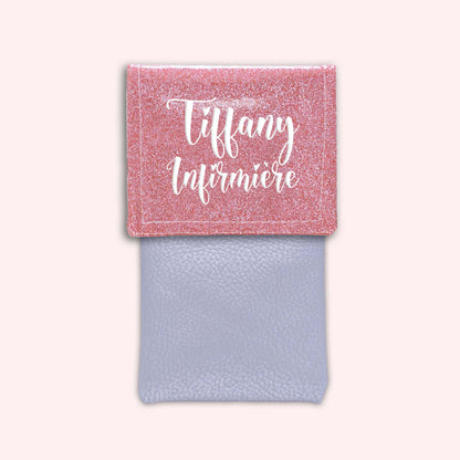 Pochette bicolore rabat Rose blush paillette
