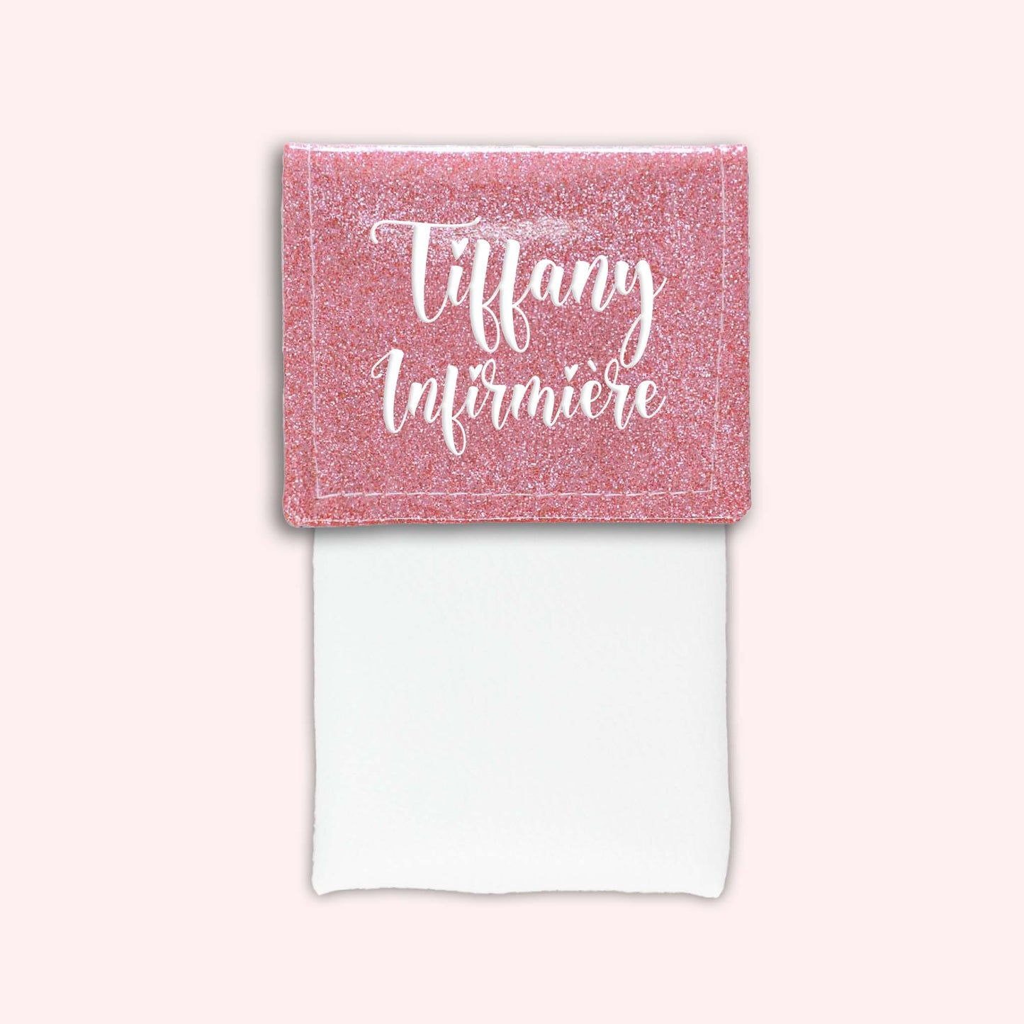 Pochette bicolore rabat Rose blush paillette