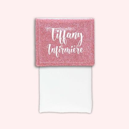 Pochette bicolore rabat Rose blush paillette