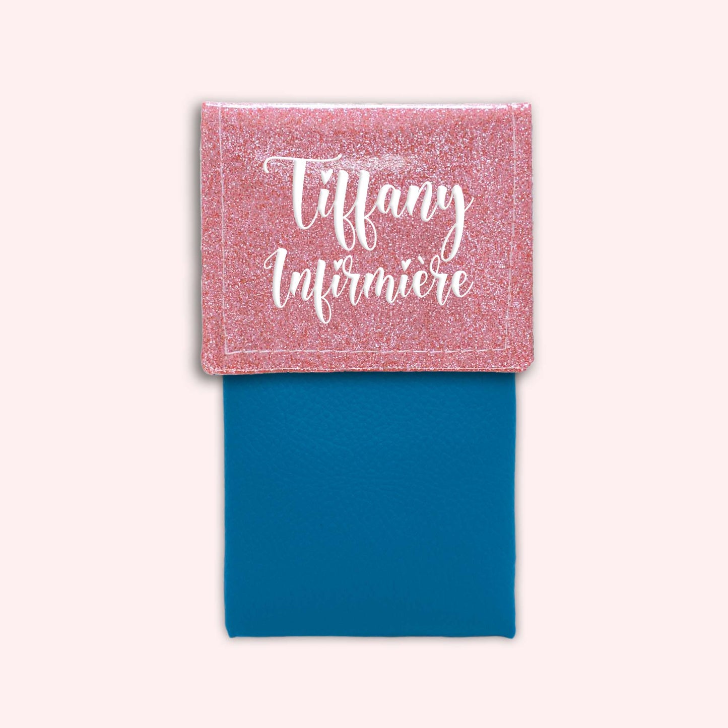 Pochette bicolore rabat Rose blush paillette