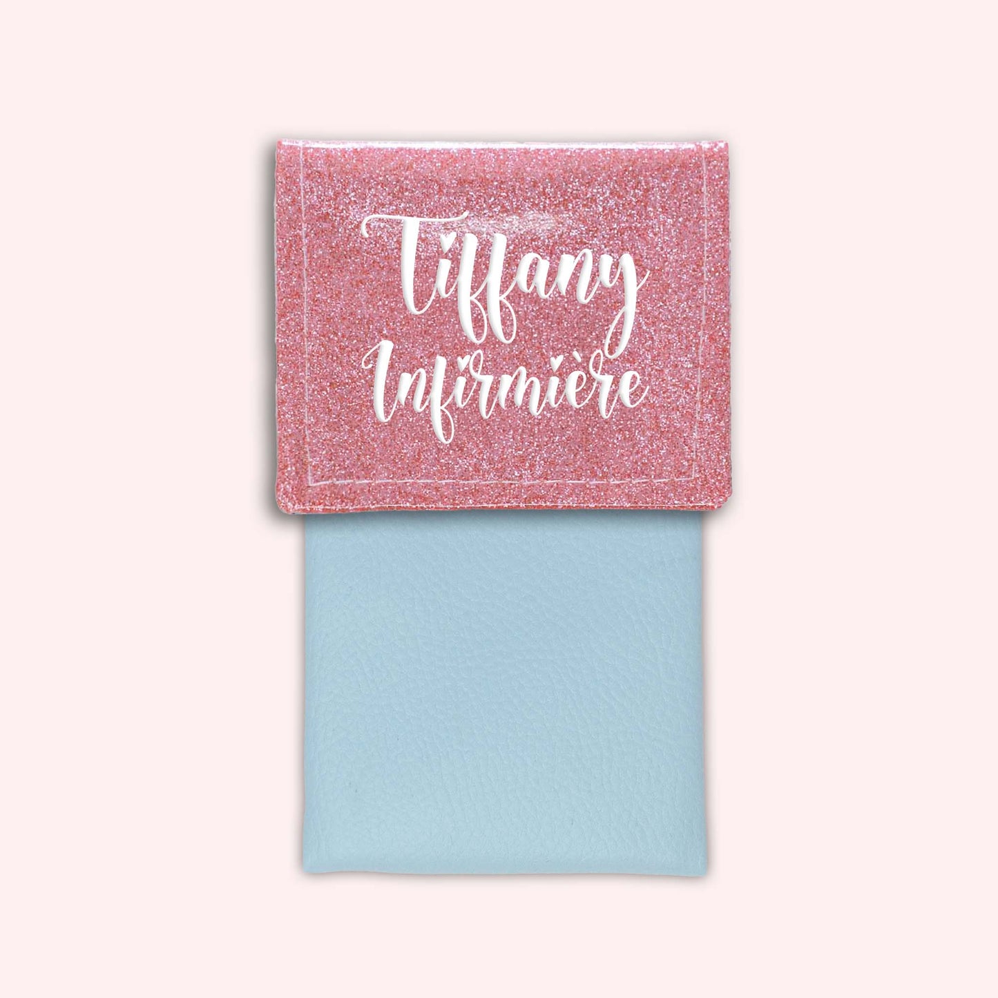 Pochette bicolore rabat Rose blush paillette