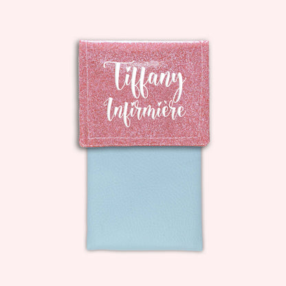 Pochette bicolore rabat Rose blush paillette