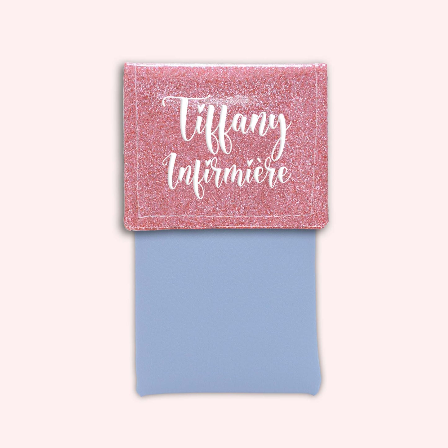 Pochette bicolore rabat Rose blush paillette