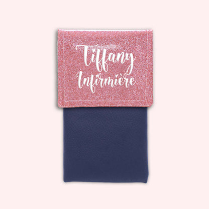 Pochette bicolore rabat Rose blush paillette