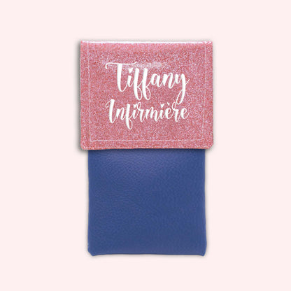 Pochette bicolore rabat Rose blush paillette