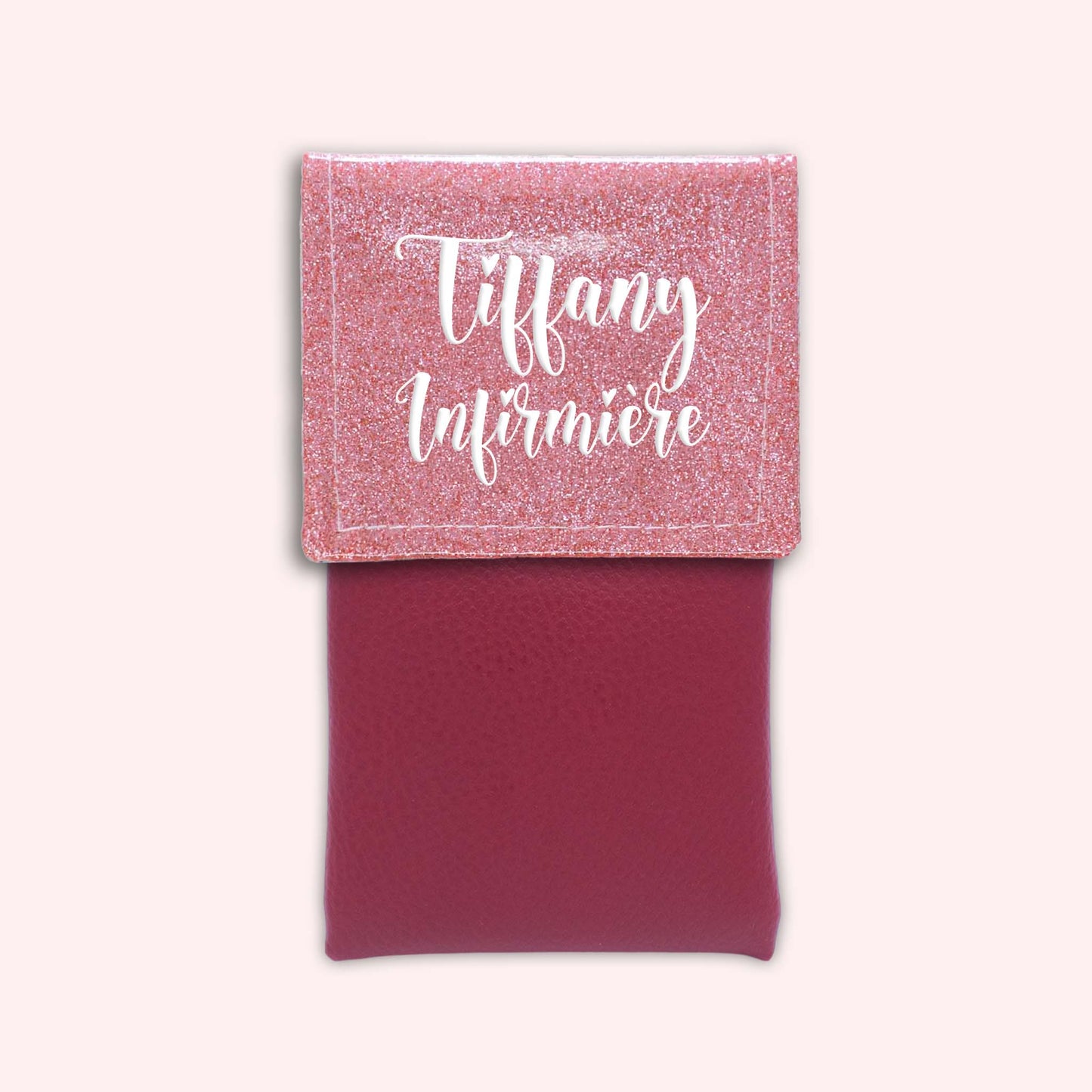 Pochette bicolore rabat Rose blush paillette