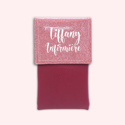 Pochette bicolore rabat Rose blush paillette