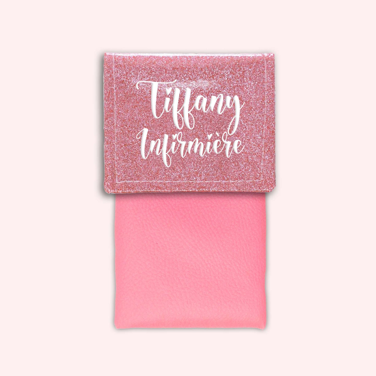 Pochette bicolore rabat Rose blush paillette