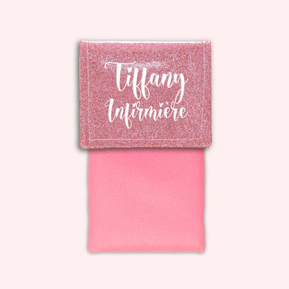 Pochette bicolore rabat Rose blush paillette