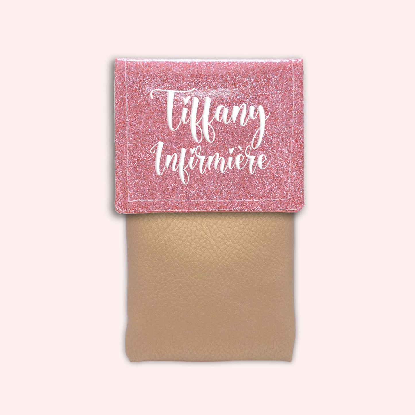Pochette bicolore rabat Rose blush paillette