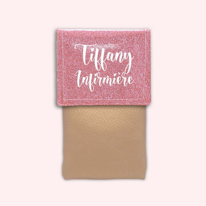 Pochette bicolore rabat Rose blush paillette