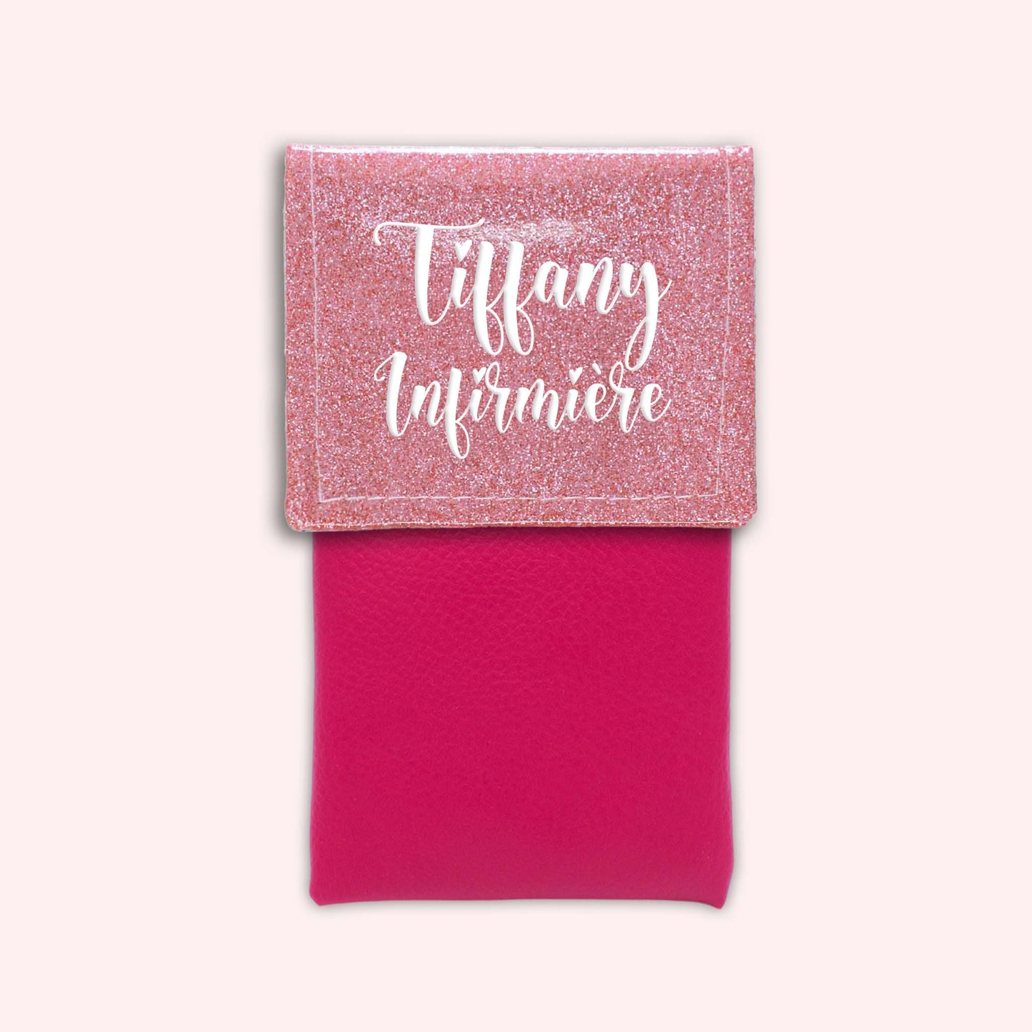 Pochette bicolore rabat Rose blush paillette