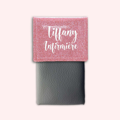 Pochette bicolore rabat Rose blush paillette