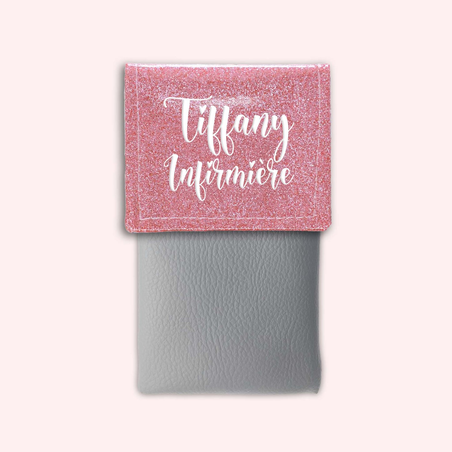 Pochette bicolore rabat Rose blush paillette