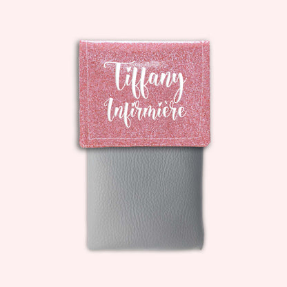 Pochette bicolore rabat Rose blush paillette