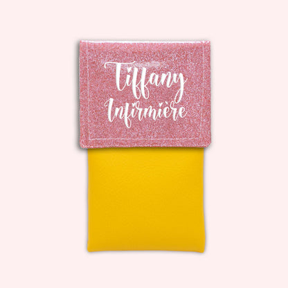 Pochette bicolore rabat Rose blush paillette