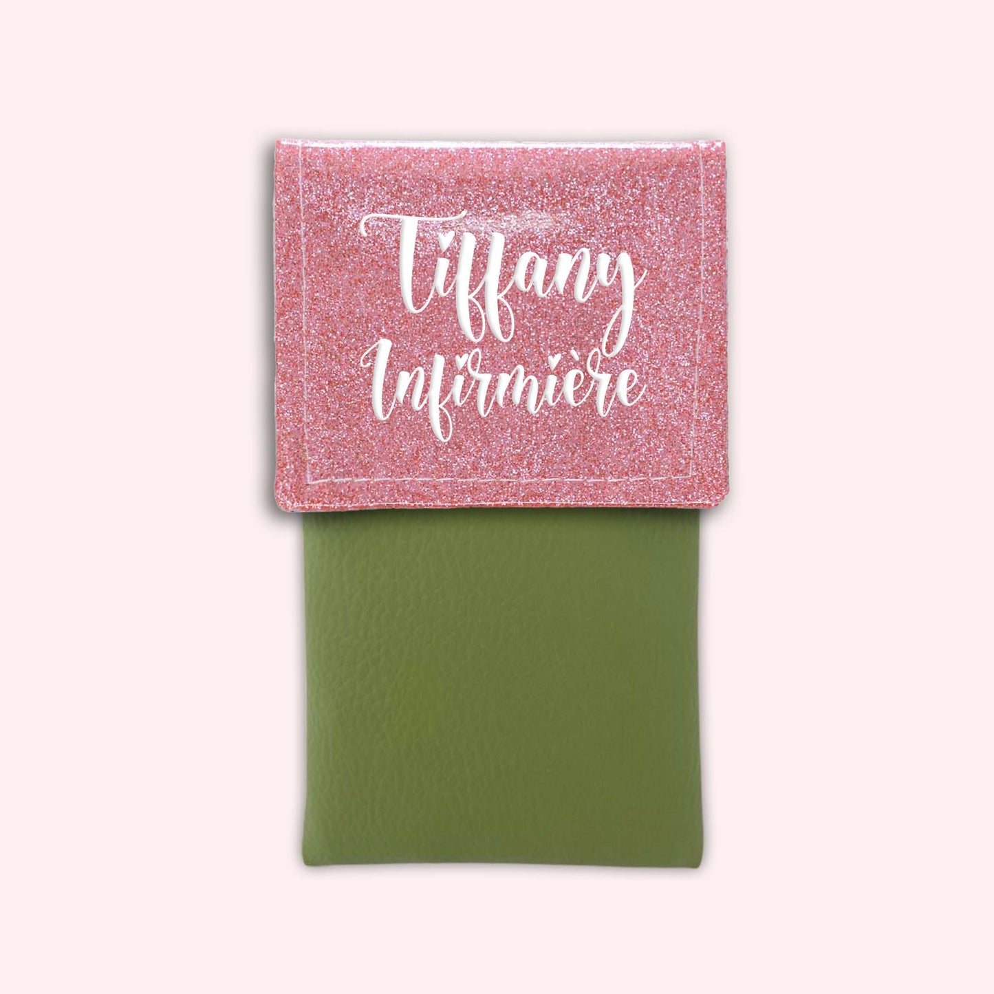 Pochette bicolore rabat Rose blush paillette