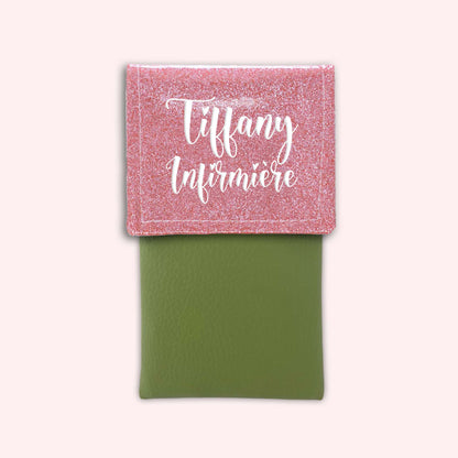 Pochette bicolore rabat Rose blush paillette