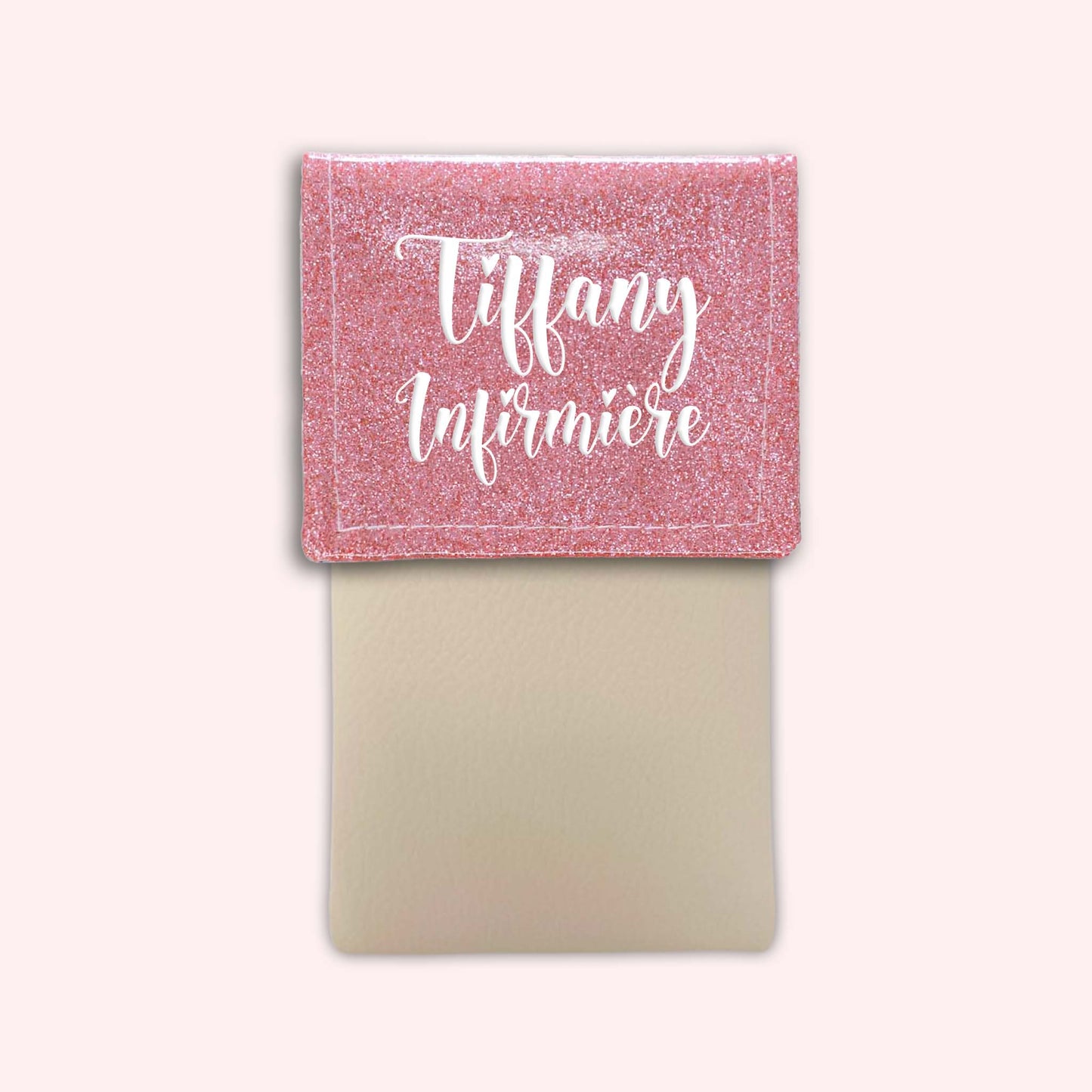 Pochette bicolore rabat Rose blush paillette