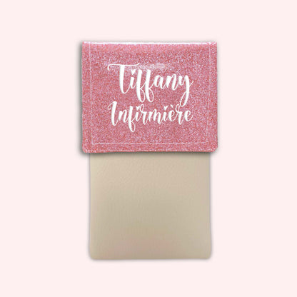 Pochette bicolore rabat Rose blush paillette