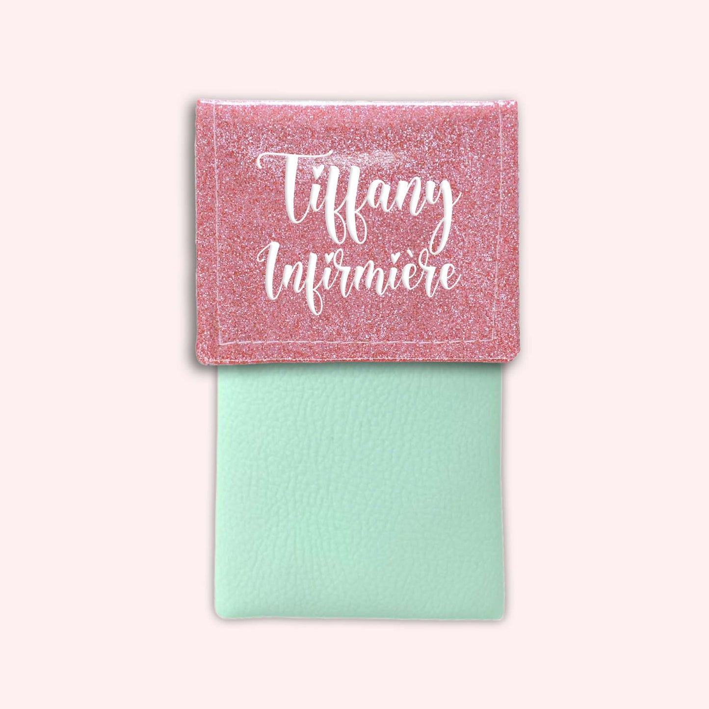 Pochette bicolore rabat Rose blush paillette