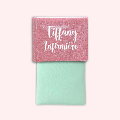 Pochette bicolore rabat Rose blush paillette