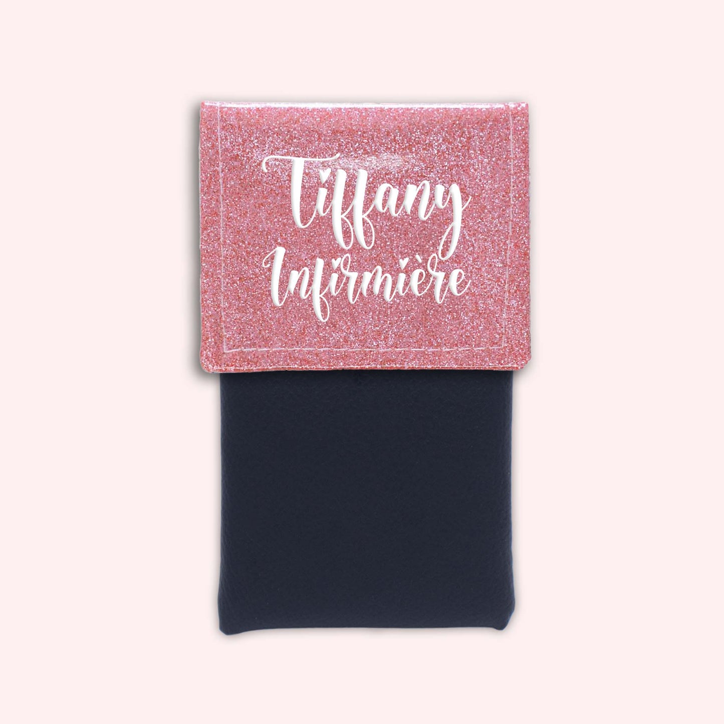 Pochette bicolore rabat Rose blush paillette