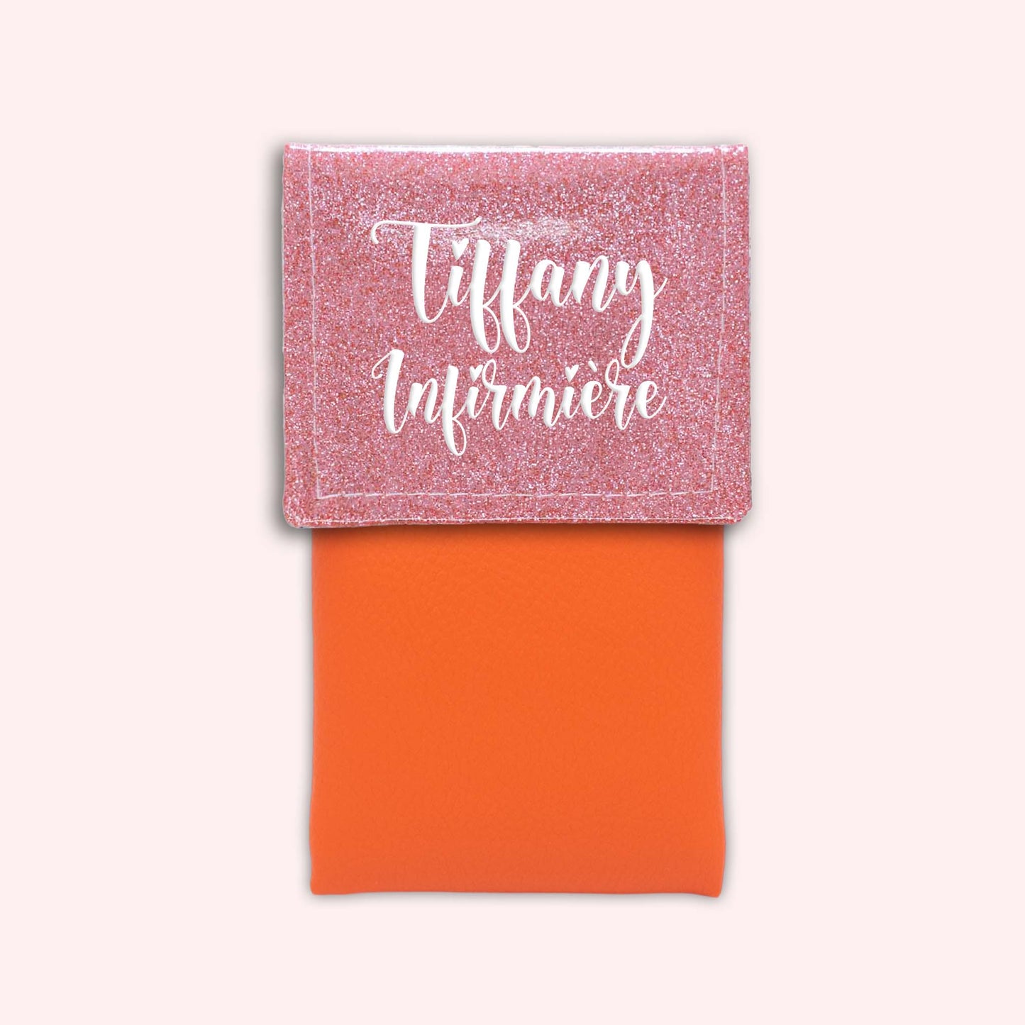 Pochette bicolore rabat Rose blush paillette