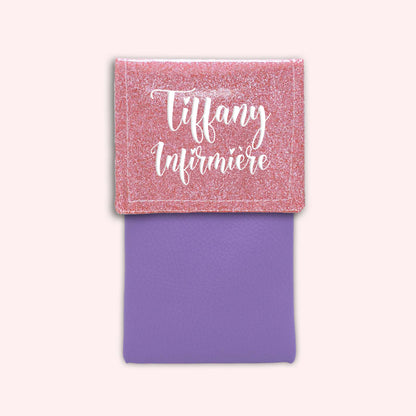 Pochette bicolore rabat Rose blush paillette