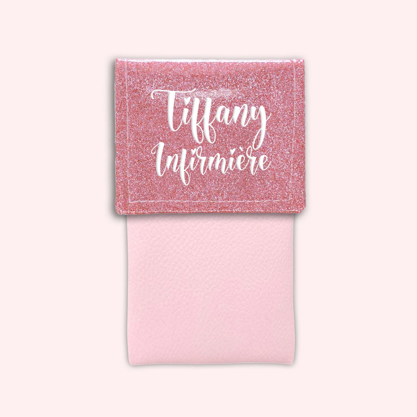 Pochette bicolore rabat Rose blush paillette