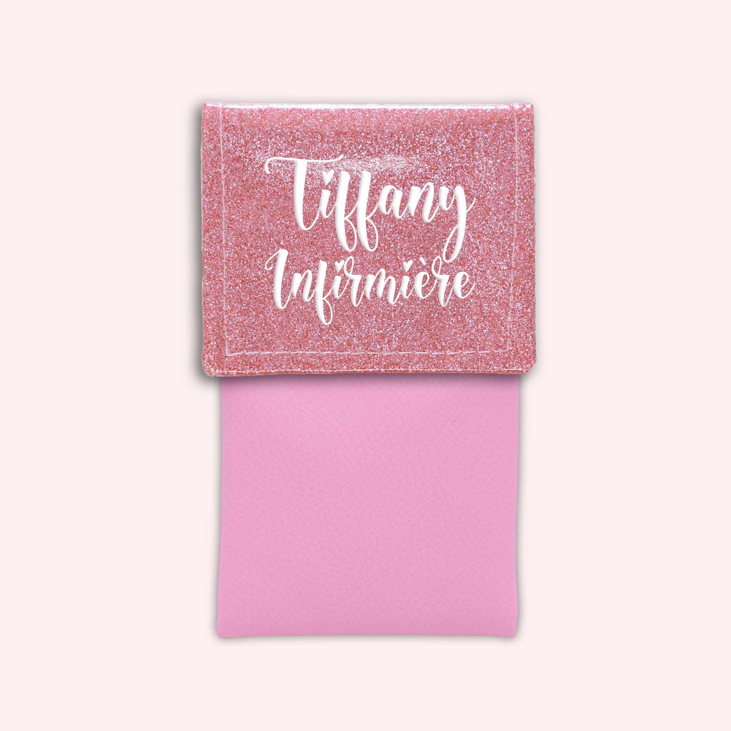 Pochette bicolore rabat Rose blush paillette