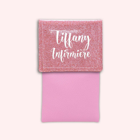 Pochette bicolore rabat Rose blush paillette