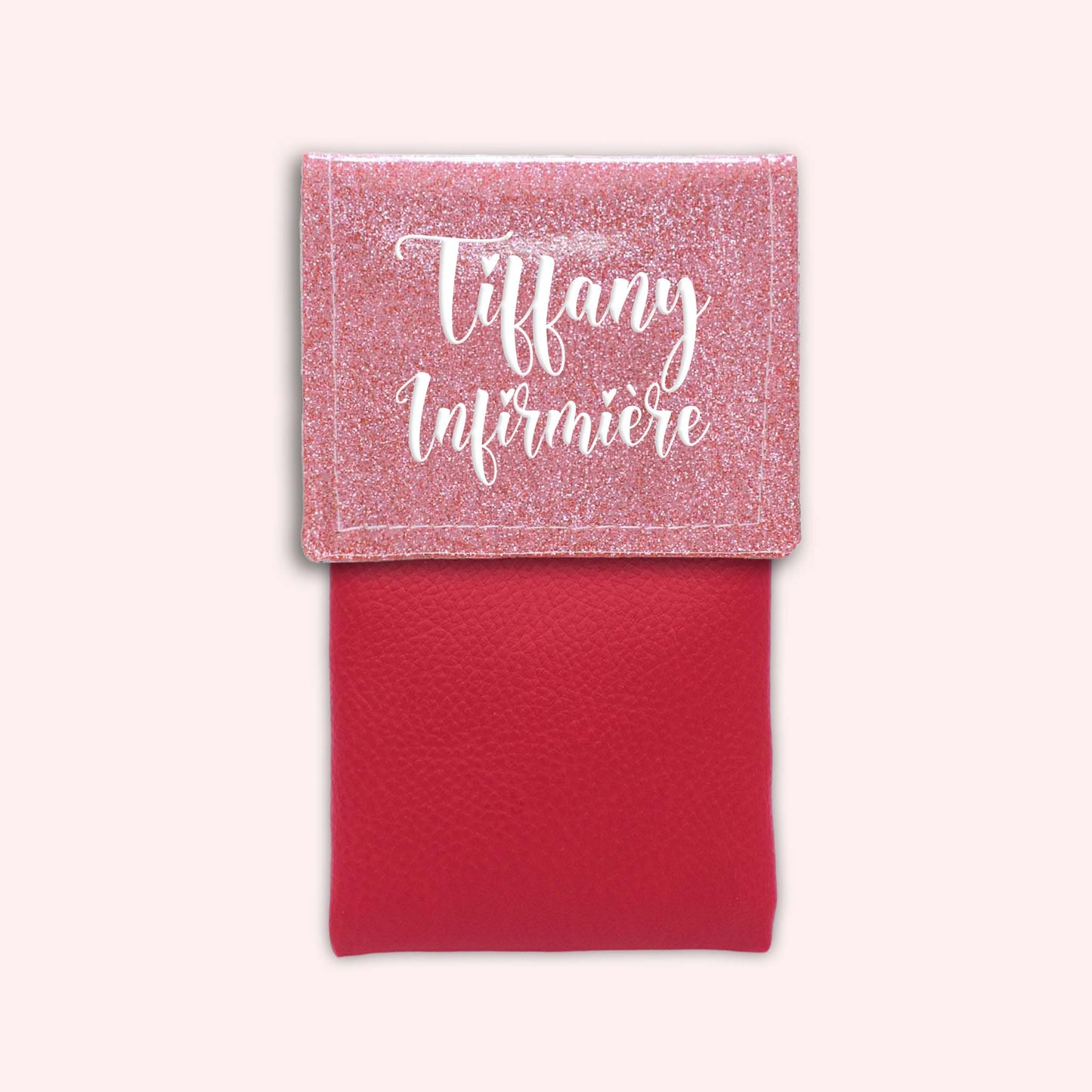 Pochette bicolore rabat Rose blush paillette
