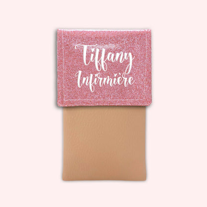 Pochette bicolore rabat Rose blush paillette