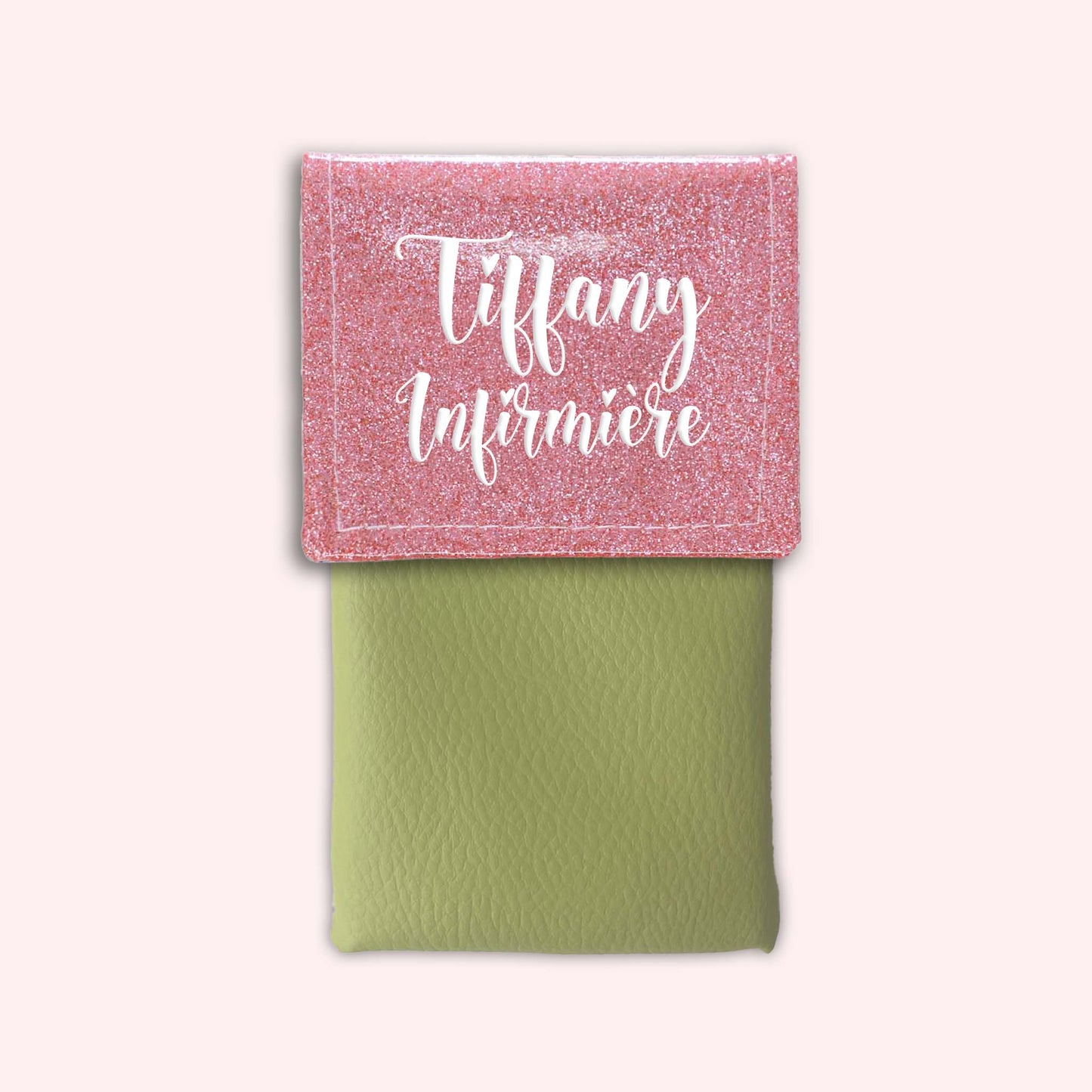 Pochette bicolore rabat Rose blush paillette