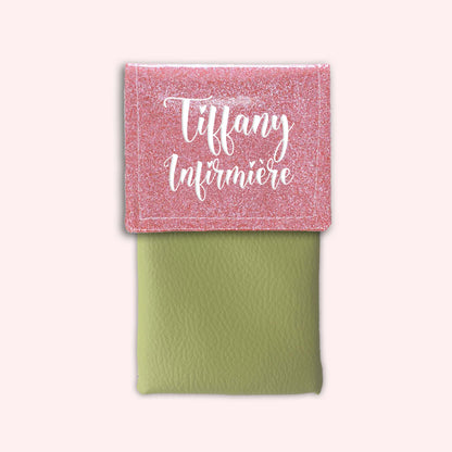 Pochette bicolore rabat Rose blush paillette