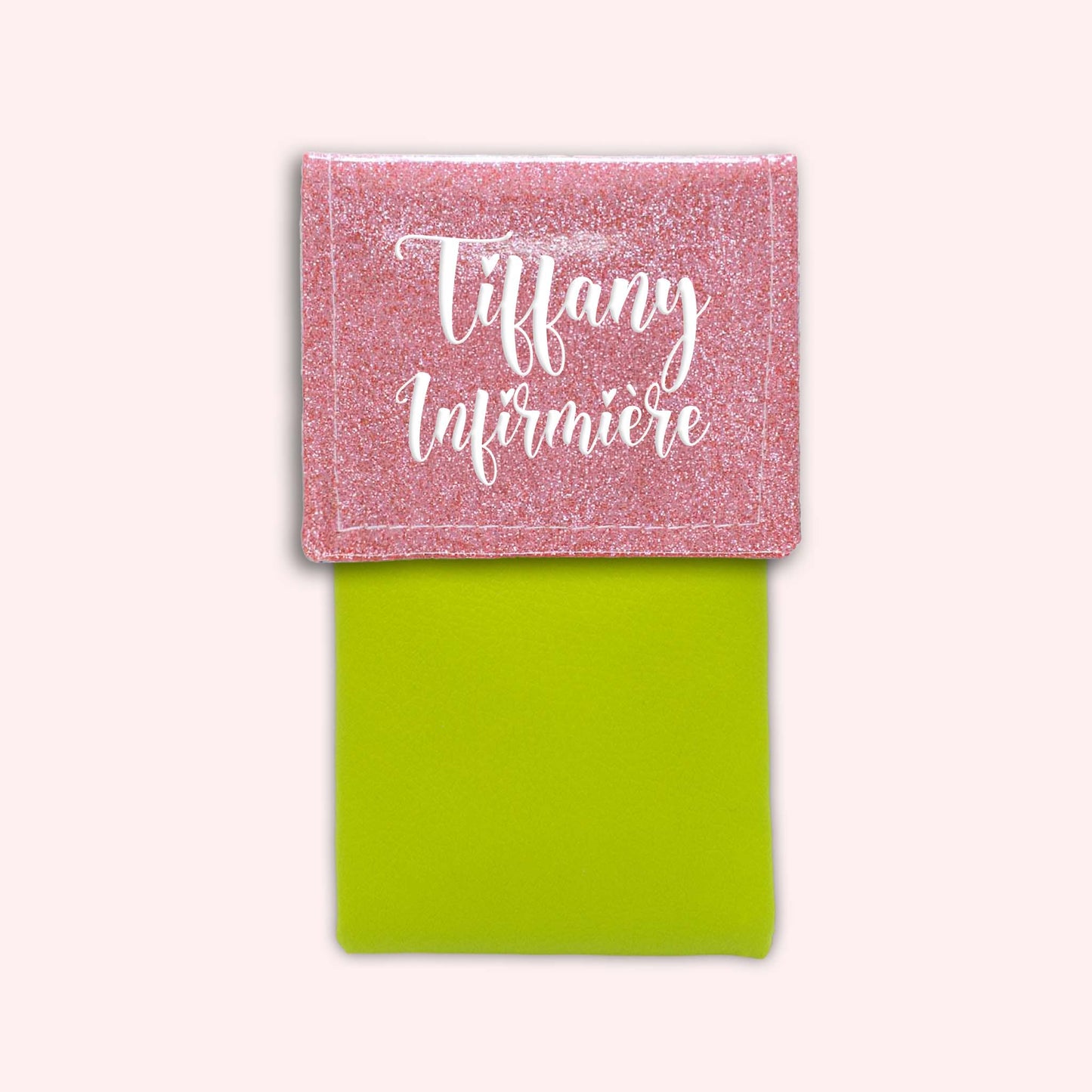 Pochette bicolore rabat Rose blush paillette