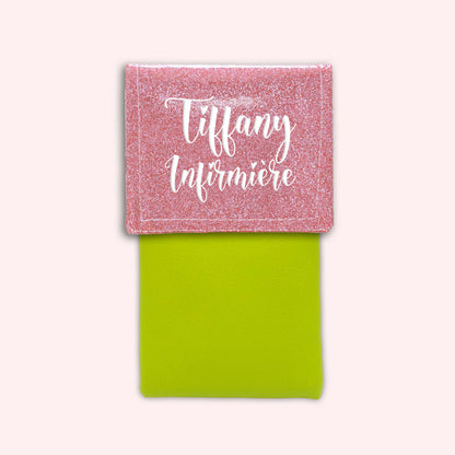 Pochette bicolore rabat Rose blush paillette
