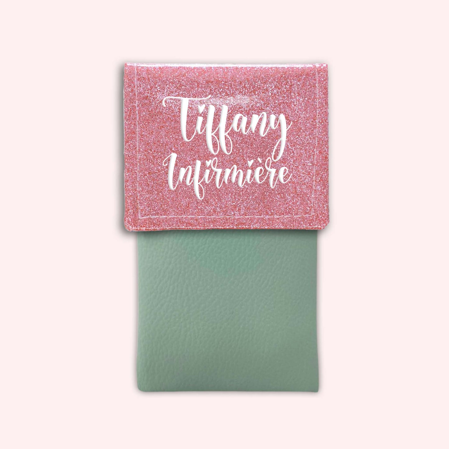 Pochette bicolore rabat Rose blush paillette
