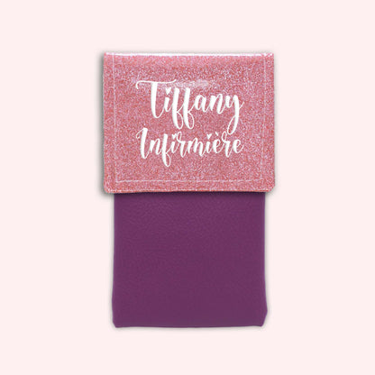 Pochette bicolore rabat Rose blush paillette